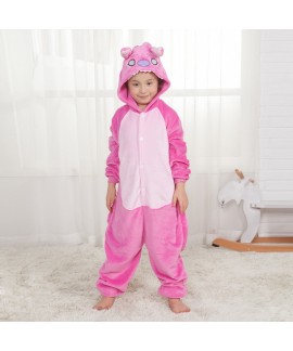 Autumn and Winter Blue and Pink Stitch Fleece Cartoon Animal Onesie Pajamas, Wearable Home Clothes