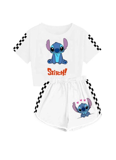 Stitch Kids T-shirt & Shorts Sports Pajama Set, Comfortable Sleepwear for Boys and Girls