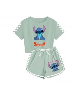 Stitch Kids T-shirt & Shorts Sports Pajama Set, Comfortable Sleepwear for Boys and Girls