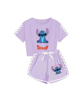 Stitch Kids T-shirt & Shorts Sports Pajama Set, Comfortable Sleepwear for Boys and Girls