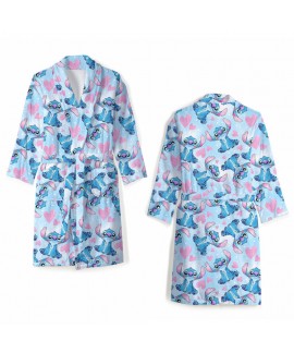 Stitch & Angel Winter Flannel Couple Robes | Cozy Cartoon Loungewear