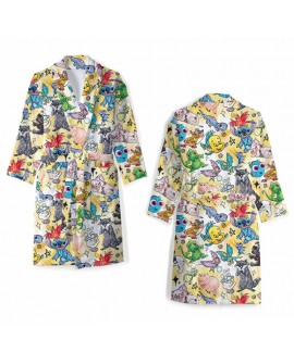 Stitch & Angel Winter Flannel Couple Robes | Cozy Cartoon Loungewear