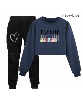 Taylor Swift Kids' Mid-High Waist Loose Hoodie & Black Sweatpants Set