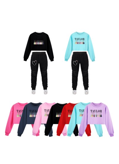 Taylor Swift Kids' Mid-High Waist Loose Hoodie & Black Sweatpants Set