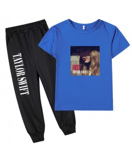 Taylor Swift 100-160 Casual Short-sleeved Top + Black Sports Leggings Children's Set