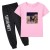 pink short T+black trousers 