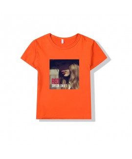 Taylor Swift Casual Sportswear Round Neck Top Children's Short-sleeved T-shirt