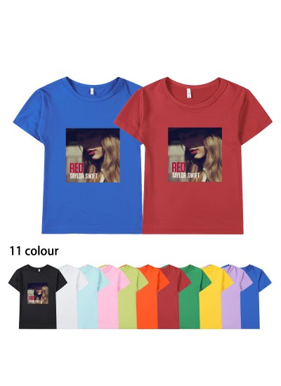 Taylor Swift Casual Sportswear Round Neck Top Children's Short-sleeved T-shirt