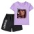 purple T+black shorts 