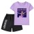 purple T+black shorts 