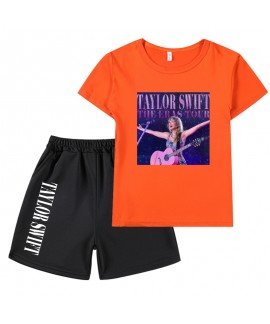 Taylor Swift Concert Merchandise Printed Kids Short Sleeve Top + Shorts Set