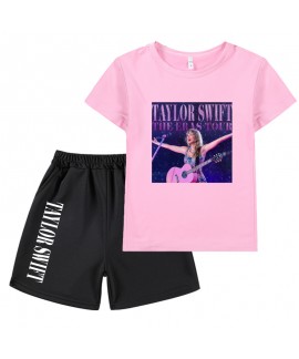 Taylor Swift Concert Merchandise Printed Kids Short Sleeve Top + Shorts Set