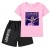 pink T+black shorts 