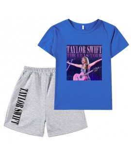 Taylor Swift Concert Merchandise Printed Kids Short Sleeve Top And Shorts Set