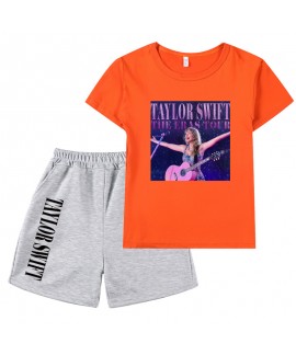 Taylor Swift Concert Merchandise Printed Kids Short Sleeve Top And Shorts Set