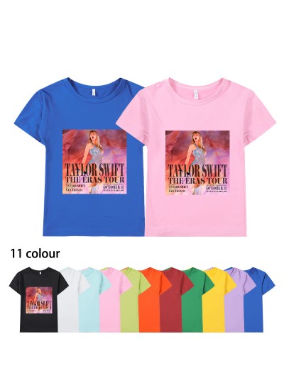 Spring And Summer Taylor Swift Pattern Short Sleeve Casual Sports Top For Boys And Girls