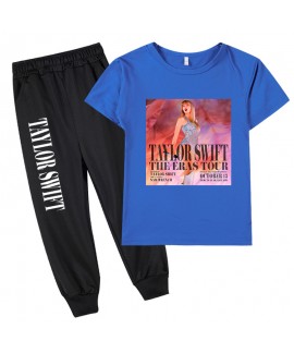 Taylor Swift Merchandise Kids Short-sleeve T-shirt And Black Cuffed Pants Two-piece Set