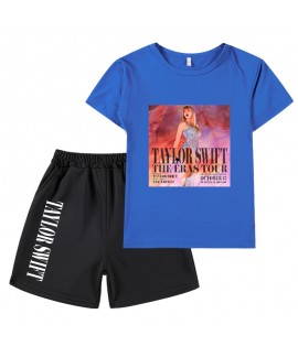 Taylor Swift Concert Peripheral 100-160 Size Short-sleeved T-shirt + Black Shorts Children's Set