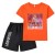 orange T+black shorts 