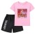 pink T+black shorts 