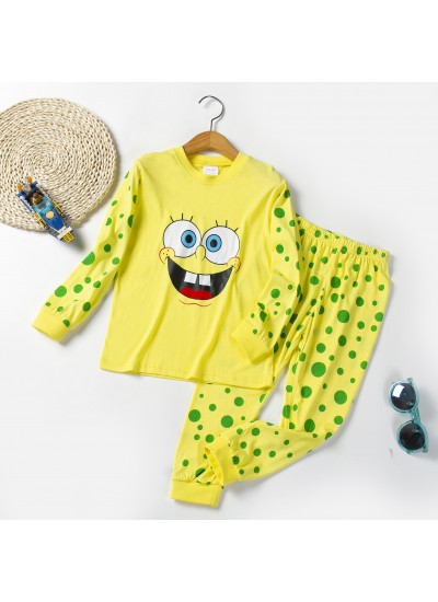 spongebob pajama for kid Thin Long-sleeved Summer