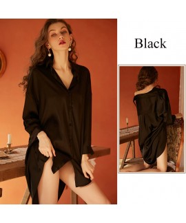 Sexy Boyfriend Style Sleep Shirt for Women Summer Pure Desire Thin High-Sense Plus Size pajama