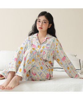 Women's Cotton Long-Sleeve Pajama Set - Comfortable Spring/Autumn Loungewear