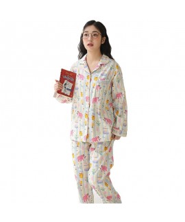 Women's Cotton Long-Sleeve Pajama Set - Comfortable Spring/Autumn Loungewear