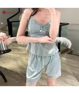 Women's Ice Silk Camisole Pajama Set - Sexy and Comfortable Summer Loungewear