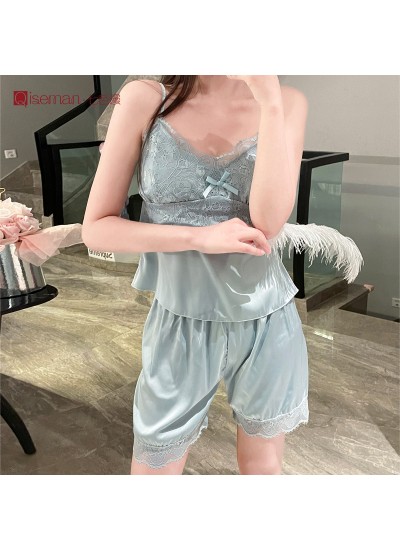 Women's Ice Silk Camisole Pajama Set - Sexy and Comfortable Summer Loungewear