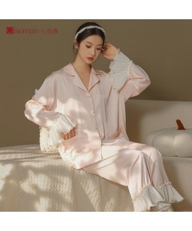 Anti-Mite Satin Ice Silk Pajama Set for Women - Elegant Spring/Autumn Loungewear