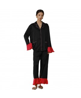 Anti-Mite Satin Ice Silk Pajama Set for Women - Elegant Spring/Autumn Loungewear