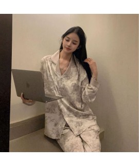 Elegant Gray Chinese Style Ice Silk Sleepwear: Perfect for Home and Out