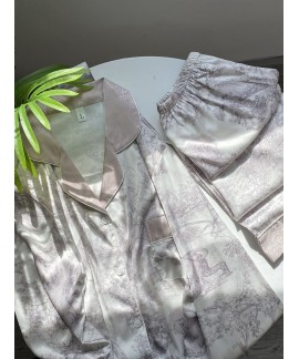 Elegant Gray Chinese Style Ice Silk Sleepwear: Perfect for Home and Out