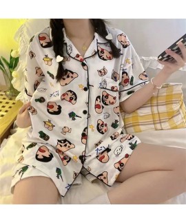 Women's Summer Cartoon Short-Sleeve Pajama Set - Trendy Two-Piece Sleepwear