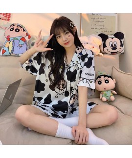 Women's Summer Cartoon Short-Sleeve Pajama Set - Trendy Two-Piece Sleepwear