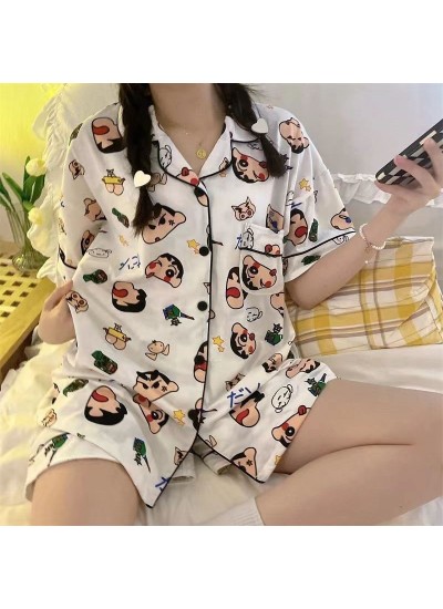 Women's Summer Cartoon Short-Sleeve Pajama Set - Trendy Two-Piece Sleepwear