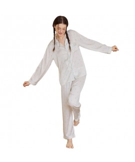 White Soft, Silky Polka Dot Loungewear Set for Women