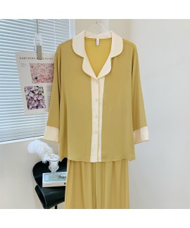 Autumn New Premium Ice Silk Pajama Set - Elegant Long-Sleeve Loungewear for Women