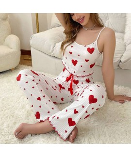 Women's Ribbed Heart Cami Pajama Set - Breathable ...