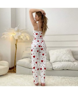 Women's Ribbed Heart Cami Pajama Set - Breathable and Stylish Two-Piece Loungewear