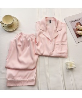 Summer Pink Solid Cool Breathable Ice Silk Short S...