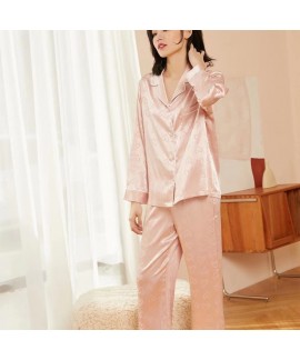 Pink Silky Heart Patterned Pajamas for Girls - Spring/Autumn