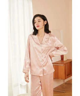 Pink Silky Heart Patterned Pajamas for Girls - Spr...