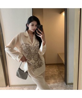 Indulge in Luxury: Golden Ice Silk Loungewear by October Butterfly