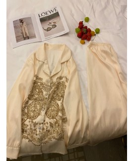 Indulge in Luxury: Golden Ice Silk Loungewear by October Butterfly