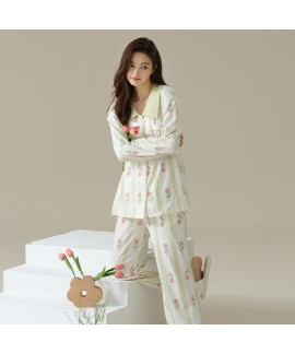 Autumn-Winter Soft Zebra Print Long-Sleeve Cotton Couple Pajamas