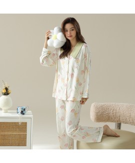 Autumn-Winter Soft Zebra Print Long-Sleeve Cotton Couple Pajamas