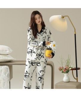 Autumn-Winter Soft Zebra Print Long-Sleeve Cotton Couple Pajamas