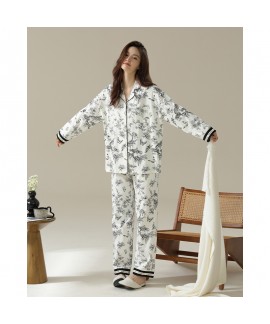 Autumn-Winter Soft Zebra Print Long-Sleeve Cotton Couple Pajamas